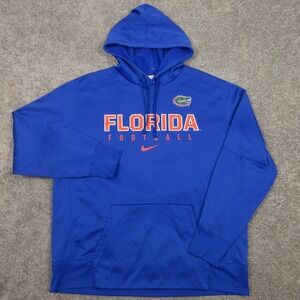 Florida Gators Sweater Mens 2XL Blue Football Nike Thermafit Fleece Logo NCAA